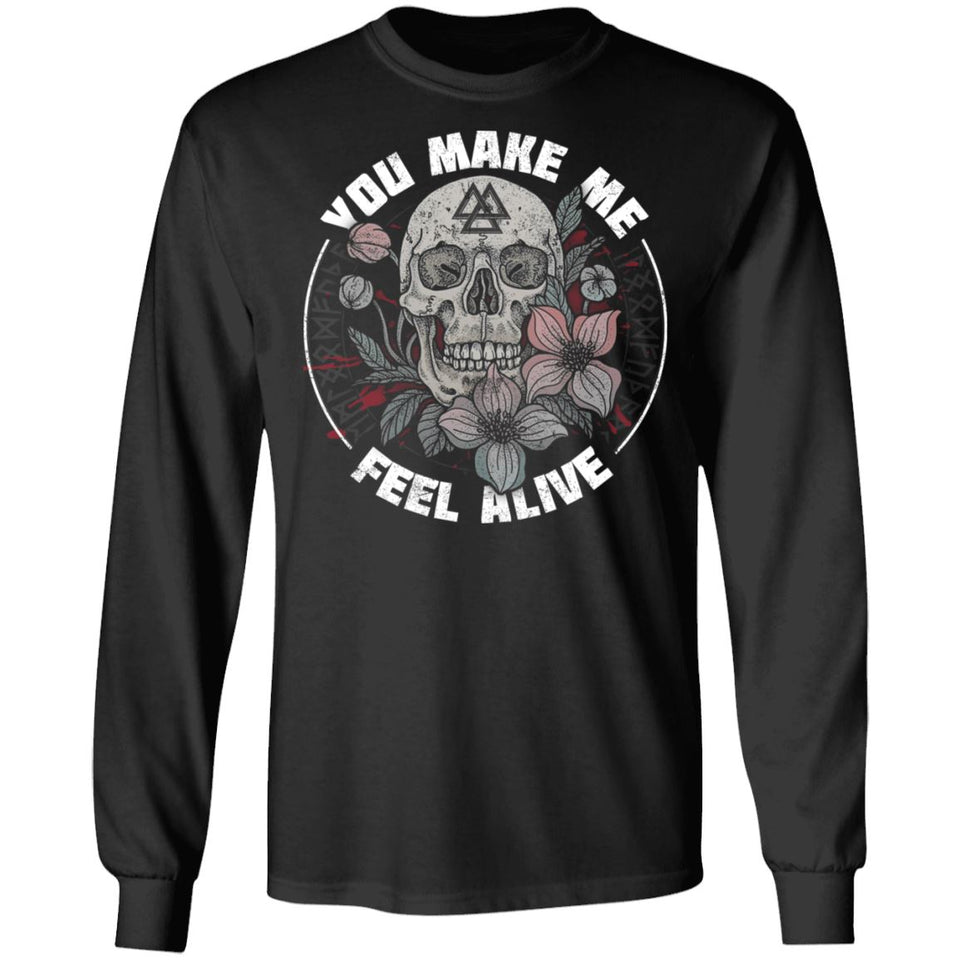 Viking, Norse, Gym t-shirt & apparel, Feel Alive, FrontApparel[Heathen By Nature authentic Viking products]Long-Sleeve Ultra Cotton T-ShirtBlackS