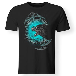 Viking, Norse, Gym t-shirt & apparel, Fenrir, FrontApparel[Heathen By Nature authentic Viking products]Gildan Premium Men T-ShirtBlack6XL