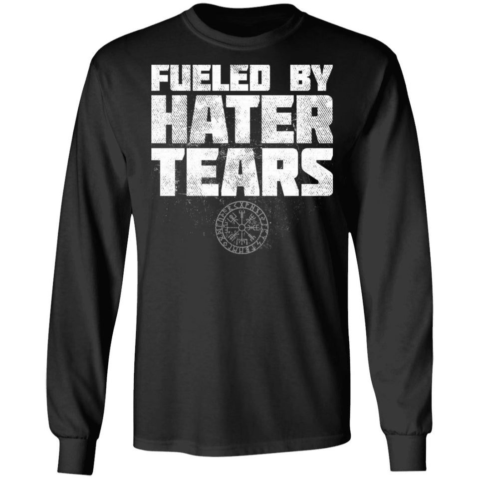 Viking, Norse, Gym t-shirt & apparel, Fueled by hater tears, FrontApparel[Heathen By Nature authentic Viking products]Long-Sleeve Ultra Cotton T-ShirtBlackS