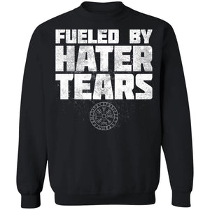 Viking, Norse, Gym t-shirt & apparel, Fueled by hater tears, FrontApparel[Heathen By Nature authentic Viking products]Unisex Crewneck Pullover SweatshirtBlackS