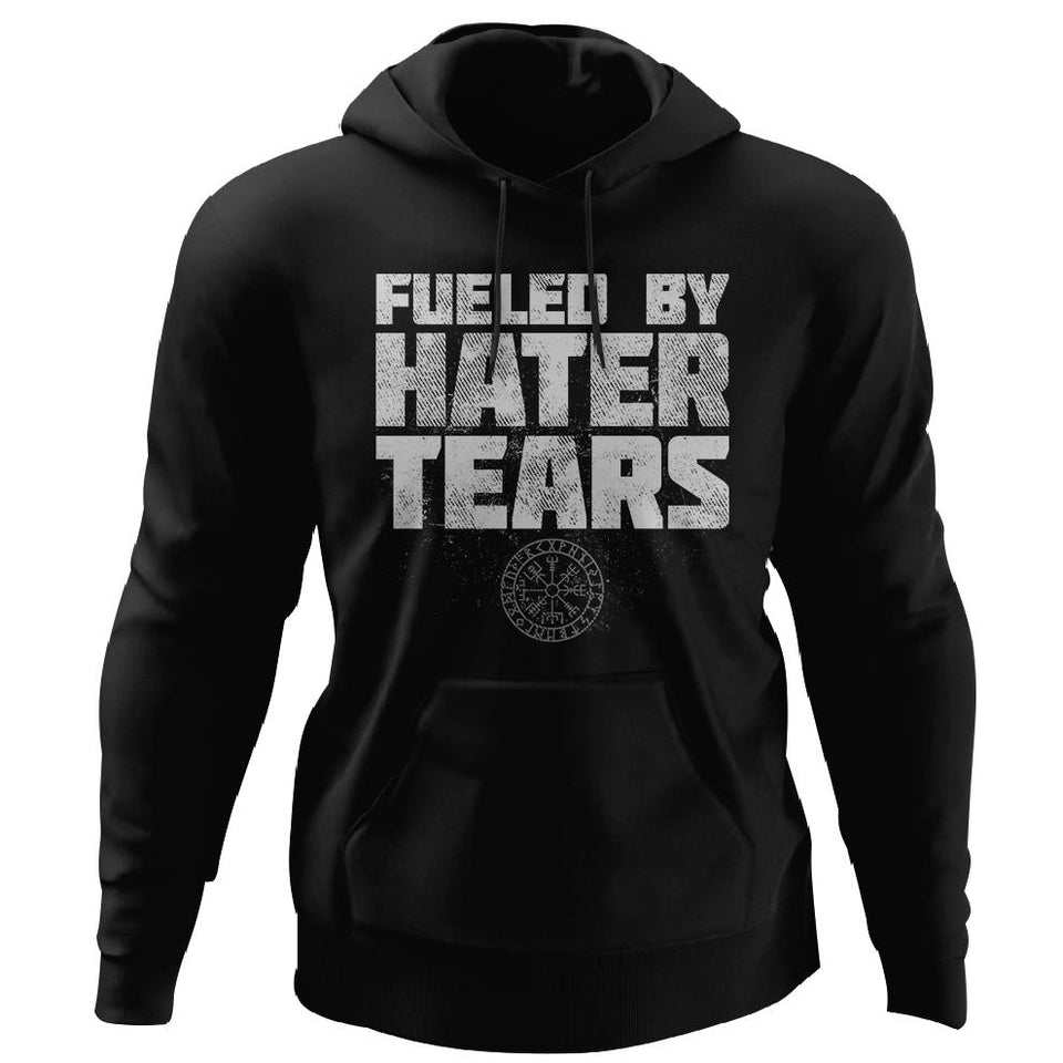 Viking, Norse, Gym t-shirt & apparel, Fueled by hater tears, FrontApparel[Heathen By Nature authentic Viking products]Unisex Pullover HoodieBlackS