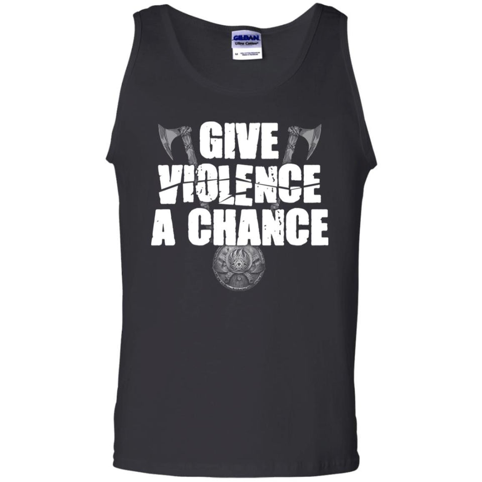 Viking, Norse, Gym t-shirt & apparel, Give violence a chance, FrontApparel[Heathen By Nature authentic Viking products]Cotton Tank TopBlackS