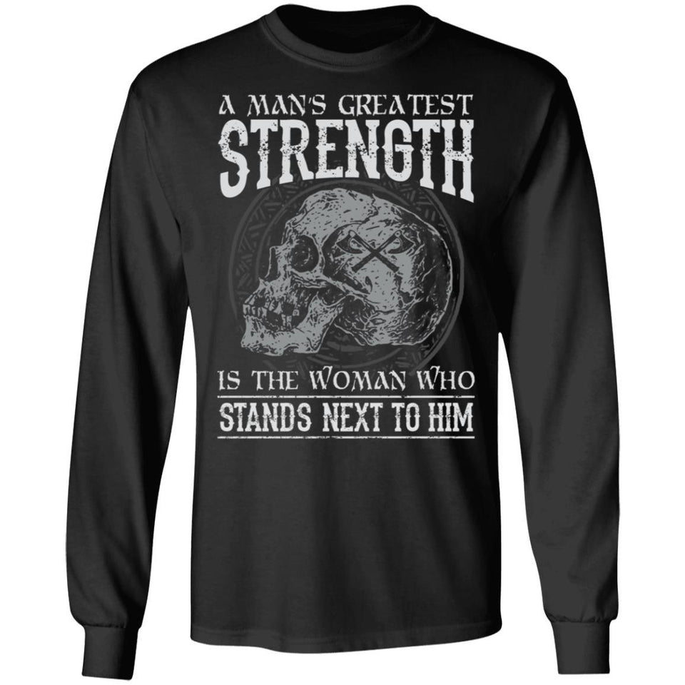 Viking, Norse, Gym t-shirt & apparel, Greatest strength, woman, FrontApparel[Heathen By Nature authentic Viking products]Long-Sleeve Ultra Cotton T-ShirtBlackS