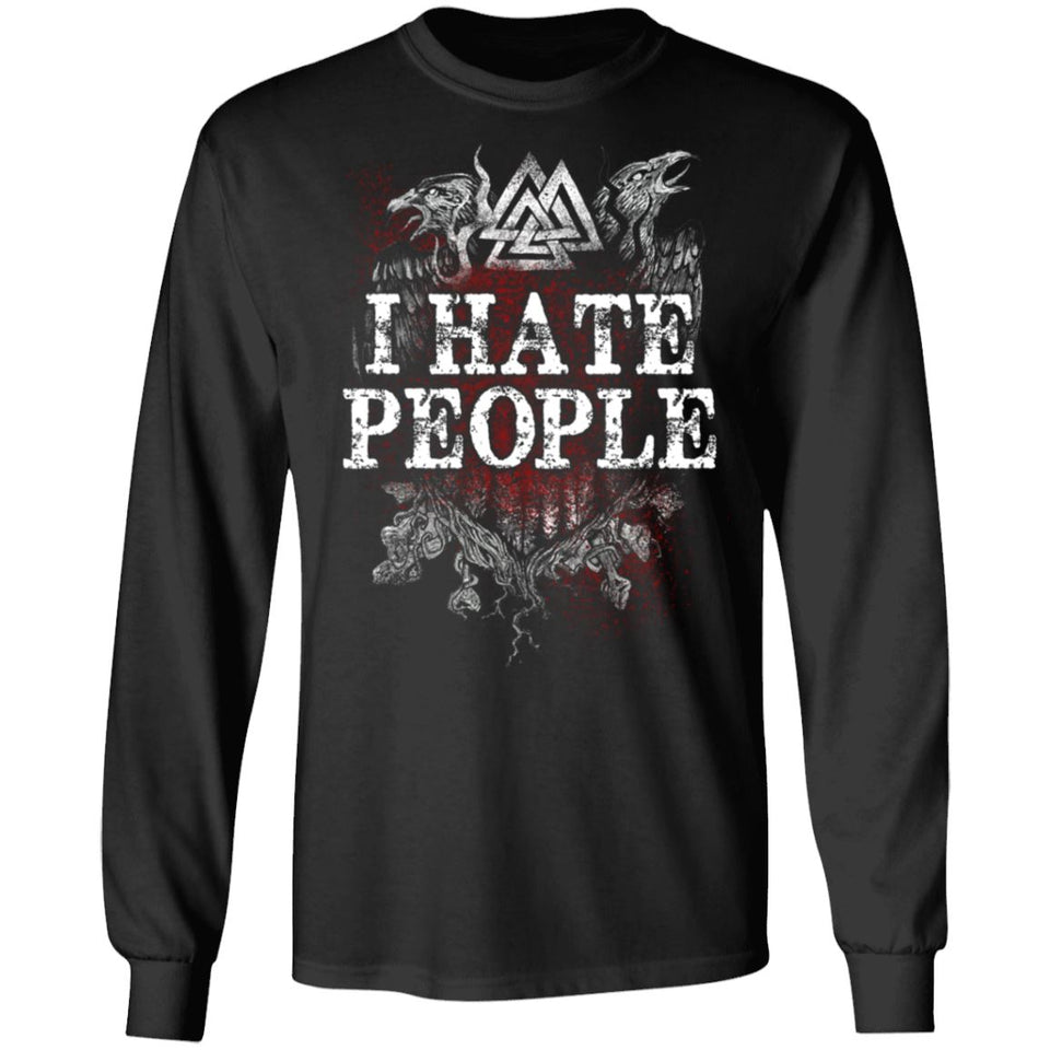 Viking, Norse, Gym t-shirt & apparel, Hate People, FrontApparel[Heathen By Nature authentic Viking products]Long-Sleeve Ultra Cotton T-ShirtBlackS
