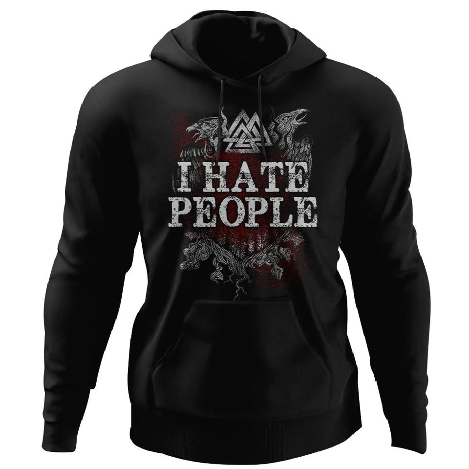 Viking, Norse, Gym t-shirt & apparel, Hate People, FrontApparel[Heathen By Nature authentic Viking products]Unisex Pullover HoodieBlackS