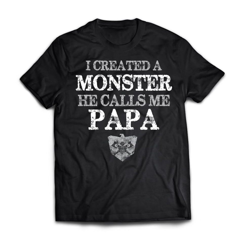 Viking, Norse, Gym t-shirt & apparel, He calls me PAPA, FrontApparel[Heathen By Nature authentic Viking products]Premium Short Sleeve T-ShirtBlackX-Small