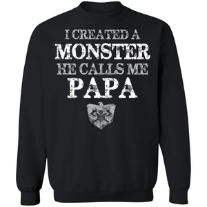 Viking, Norse, Gym t-shirt & apparel, He calls me PAPA, FrontApparel[Heathen By Nature authentic Viking products]Unisex Crewneck Pullover SweatshirtBlackS