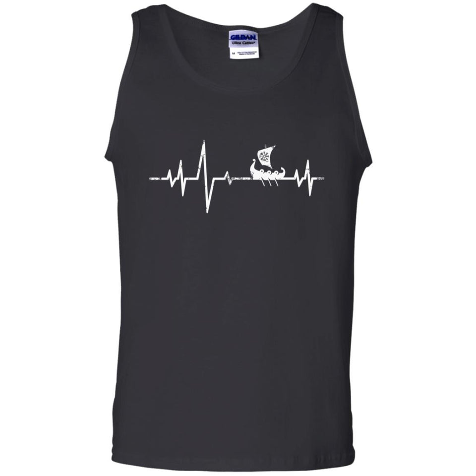 Viking, Norse, Gym t-shirt & apparel, Heartbeat, FrontApparel[Heathen By Nature authentic Viking products]Cotton Tank TopBlackS