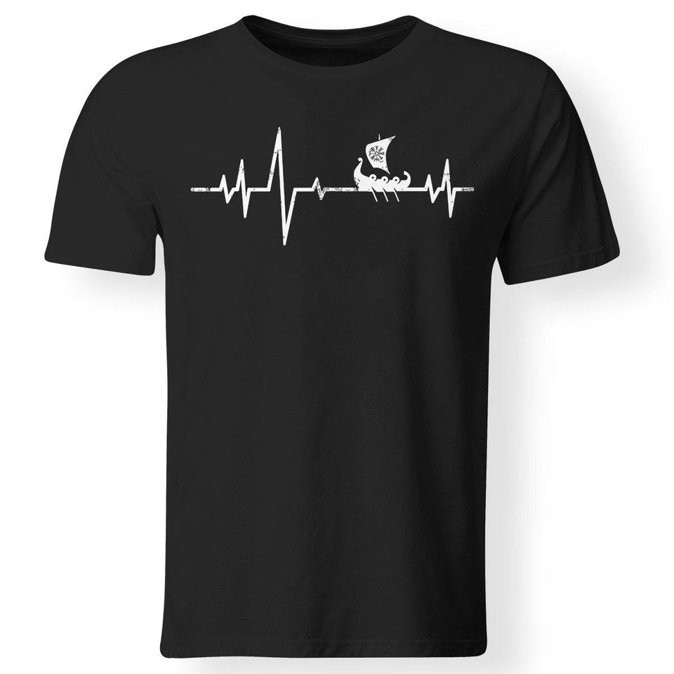 Viking, Norse, Gym t-shirt & apparel, Heartbeat, FrontApparel[Heathen By Nature authentic Viking products]Gildan Premium Men T-ShirtBlack5XL