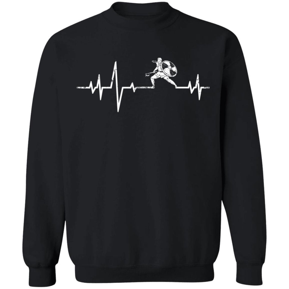 Viking, Norse, Gym t-shirt & apparel, Heartbeat, FrontApparel[Heathen By Nature authentic Viking products]Unisex Crewneck Pullover SweatshirtBlackS