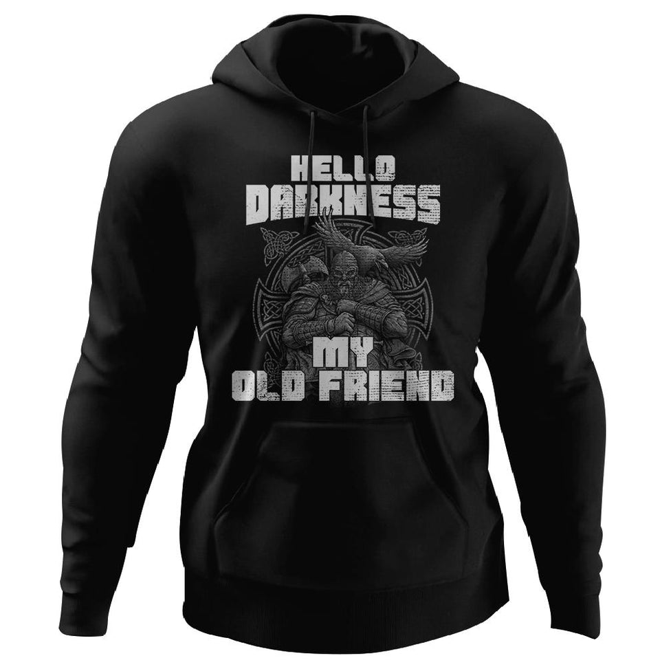 Viking, Norse, Gym t-shirt & apparel, Hello darkness, FrontApparel[Heathen By Nature authentic Viking products]Unisex Pullover HoodieBlackS