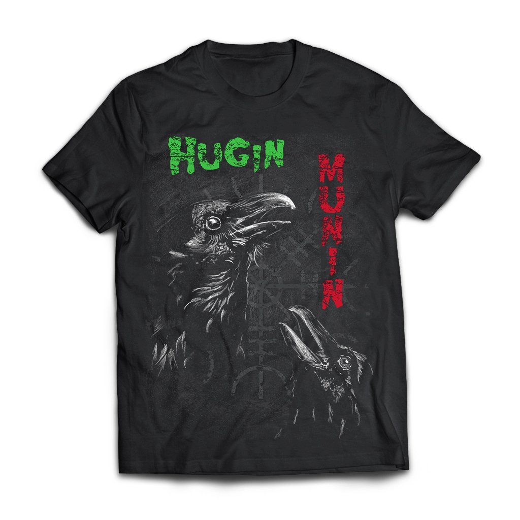 Viking, Norse, Gym t-shirt & apparel, Hugin Munin, frontApparel[Heathen By Nature authentic Viking products]Next Level Premium Short Sleeve T-ShirtBlackX-Small