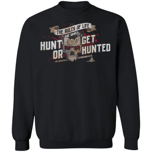 Viking, Norse, Gym t-shirt & apparel, Hunt or Get Hunted, FrontApparel[Heathen By Nature authentic Viking products]Unisex Crewneck Pullover SweatshirtBlackS