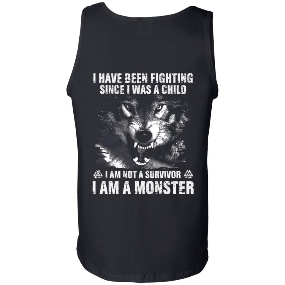 Viking, Norse, Gym t-shirt & apparel, I am a monster, BackApparel[Heathen By Nature authentic Viking products]Cotton Tank TopBlackS