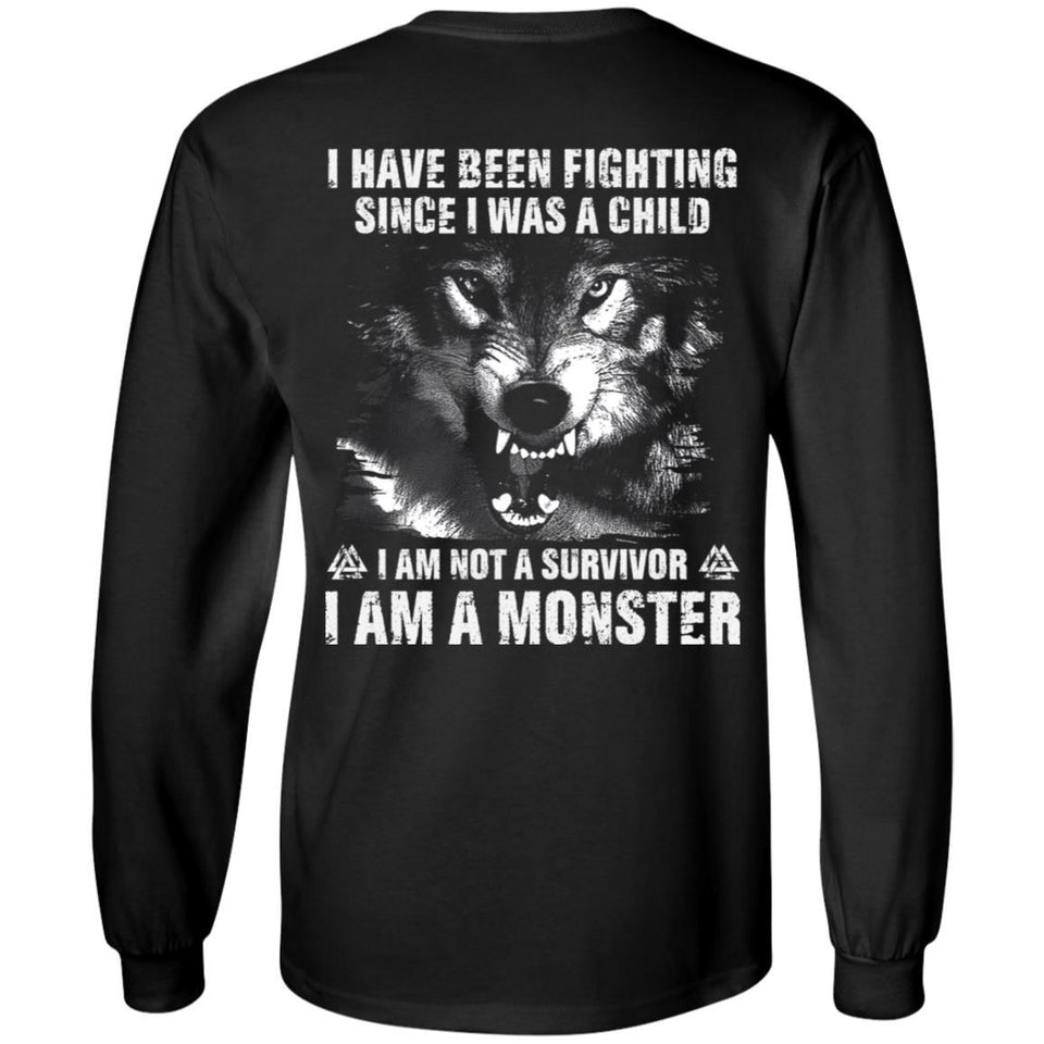 Viking, Norse, Gym t-shirt & apparel, I am a monster, BackApparel[Heathen By Nature authentic Viking products]Long-Sleeve Ultra Cotton T-ShirtBlackS
