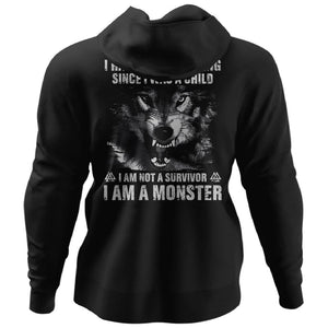Viking, Norse, Gym t-shirt & apparel, I am a monster, BackApparel[Heathen By Nature authentic Viking products]Unisex Pullover HoodieBlackS