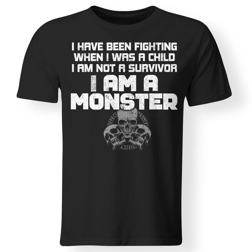 Viking, Norse, Gym t-shirt & apparel, I am a monster, FrontApparel[Heathen By Nature authentic Viking products]Gildan Premium Men T-ShirtBlack5XL