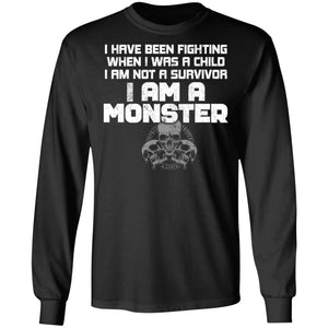 Viking, Norse, Gym t-shirt & apparel, I am a monster, FrontApparel[Heathen By Nature authentic Viking products]Long-Sleeve Ultra Cotton T-ShirtBlackS