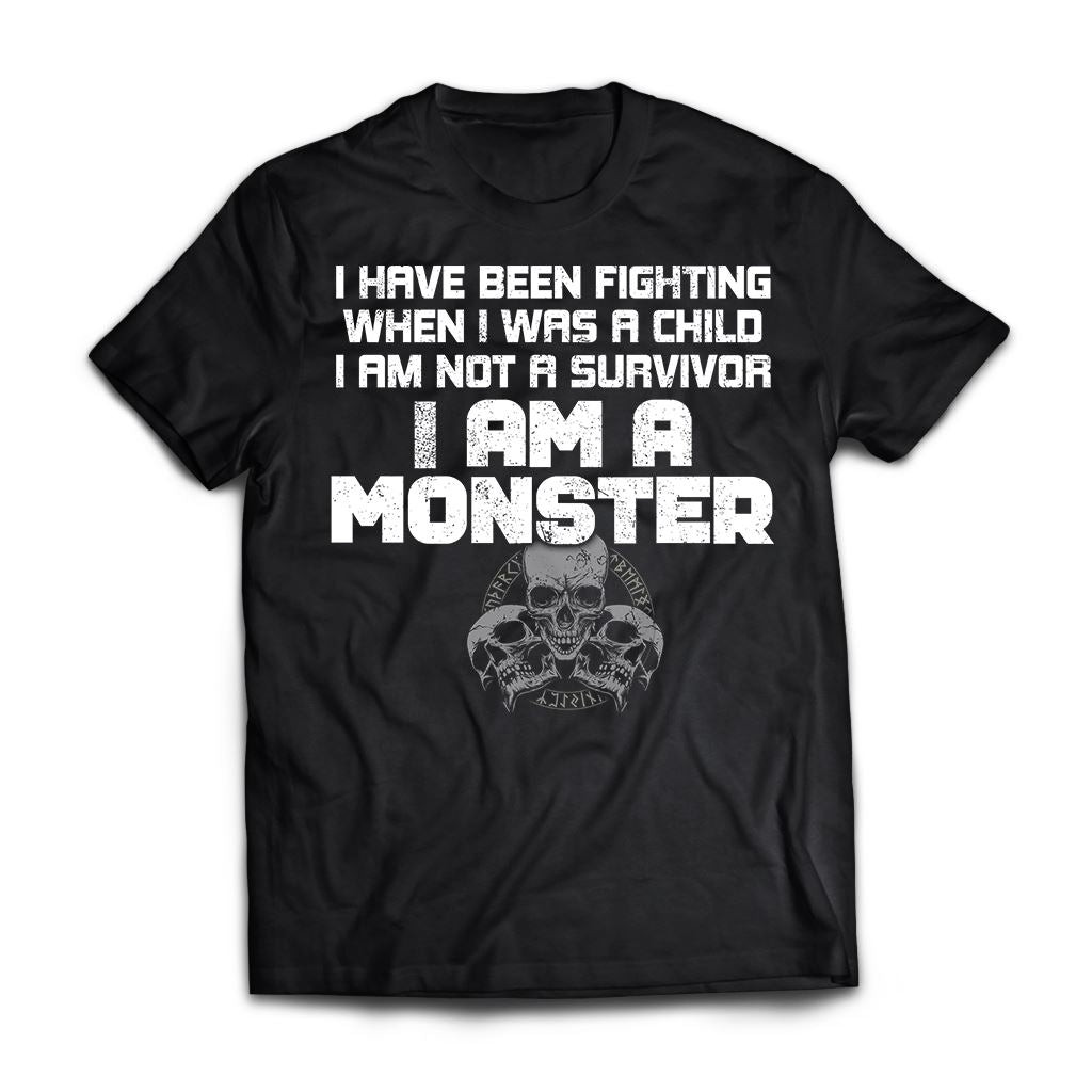 Viking, Norse, Gym t-shirt & apparel, I am a monster, FrontApparel[Heathen By Nature authentic Viking products]Premium Short Sleeve T-ShirtBlackX-Small
