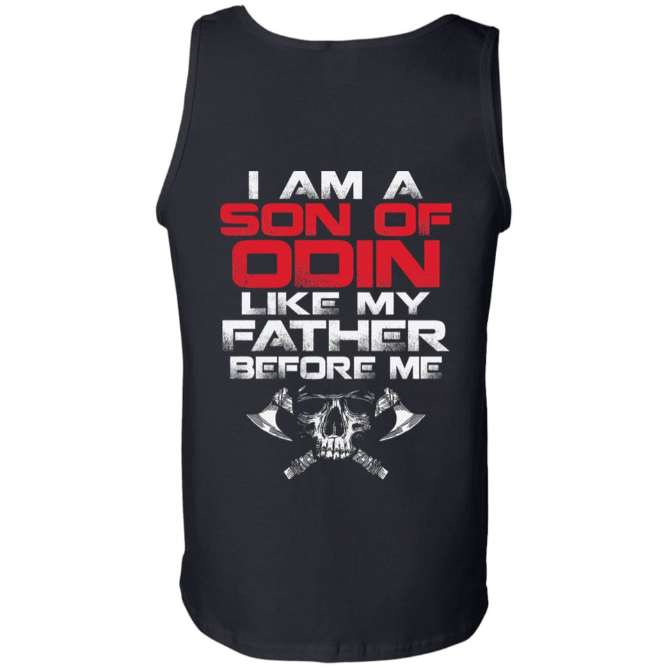 Viking, Norse, Gym t-shirt & apparel, I am a son of Odin, BackApparel[Heathen By Nature authentic Viking products]Cotton Tank TopBlackS