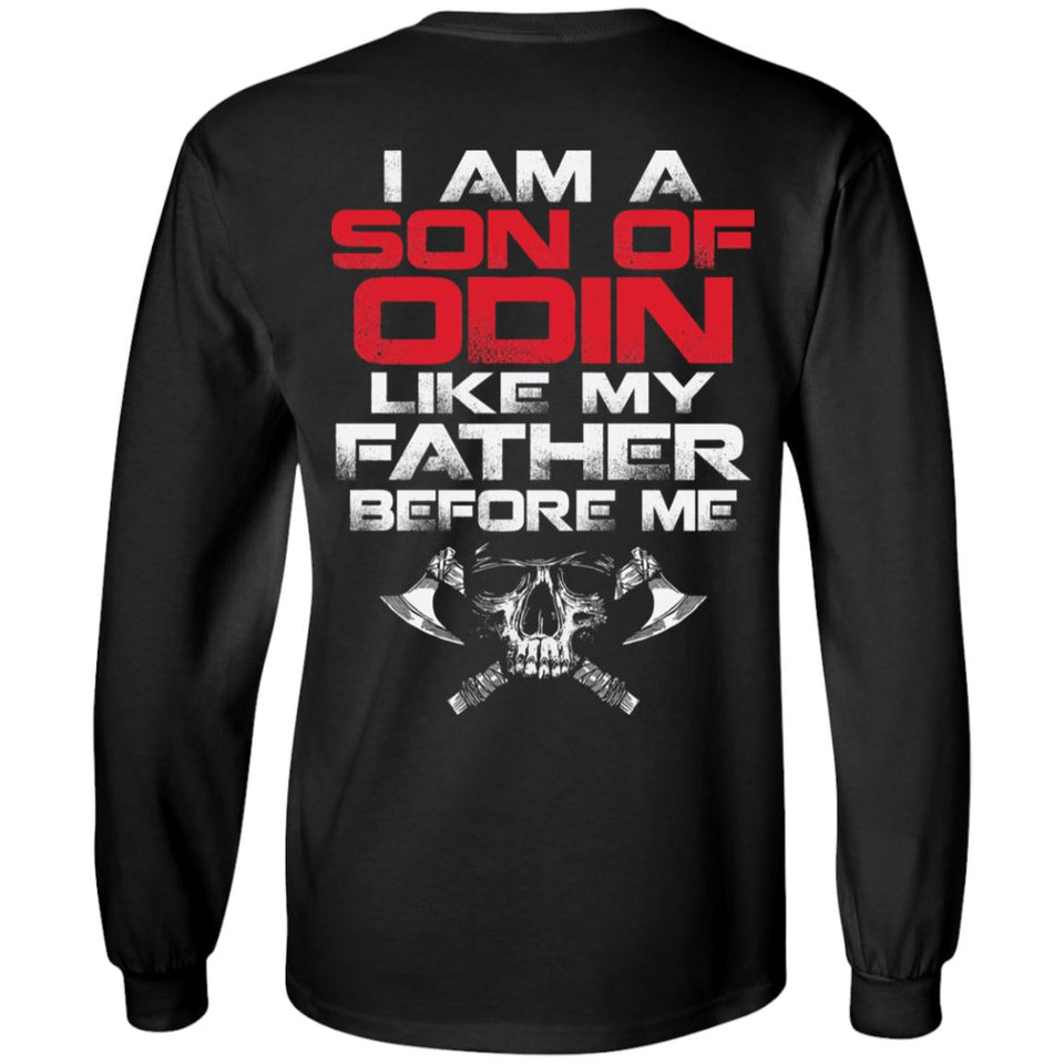 Viking, Norse, Gym t-shirt & apparel, I am a son of Odin, BackApparel[Heathen By Nature authentic Viking products]Long-Sleeve Ultra Cotton T-ShirtBlackS