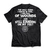 Viking, Norse, Gym t-shirt & apparel, I am full of wounds, BackApparel[Heathen By Nature authentic Viking products]Premium Short Sleeve T-ShirtBlackX-Small