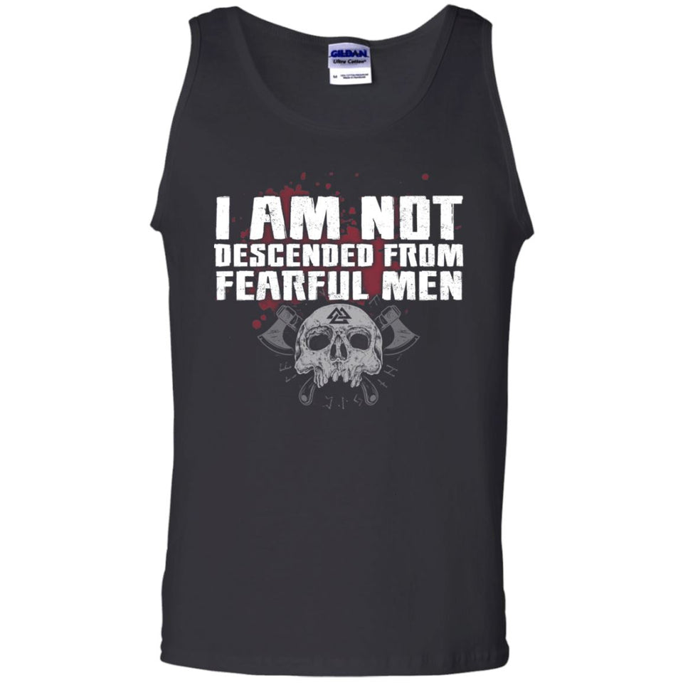 Viking, Norse, Gym t-shirt & apparel, I am not descended from fearful men, FrontApparel[Heathen By Nature authentic Viking products]Cotton Tank TopBlackS
