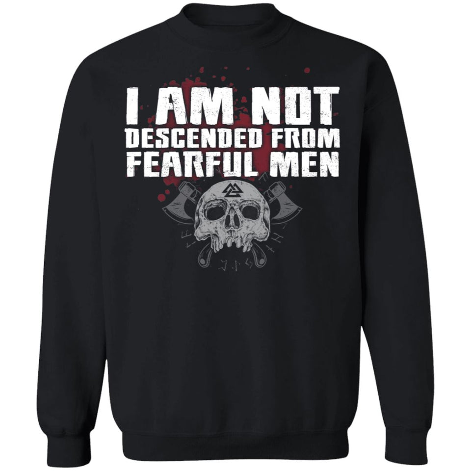 Viking, Norse, Gym t-shirt & apparel, I am not descended from fearful men, FrontApparel[Heathen By Nature authentic Viking products]Unisex Crewneck Pullover SweatshirtBlackS