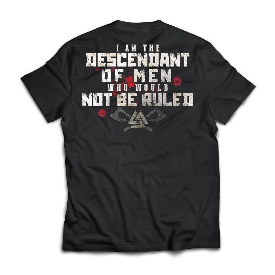 Viking, Norse, Gym t-shirt & apparel, I am the descendant, BackApparel[Heathen By Nature authentic Viking products]Next Level Premium Short Sleeve T-ShirtBlackX-Small