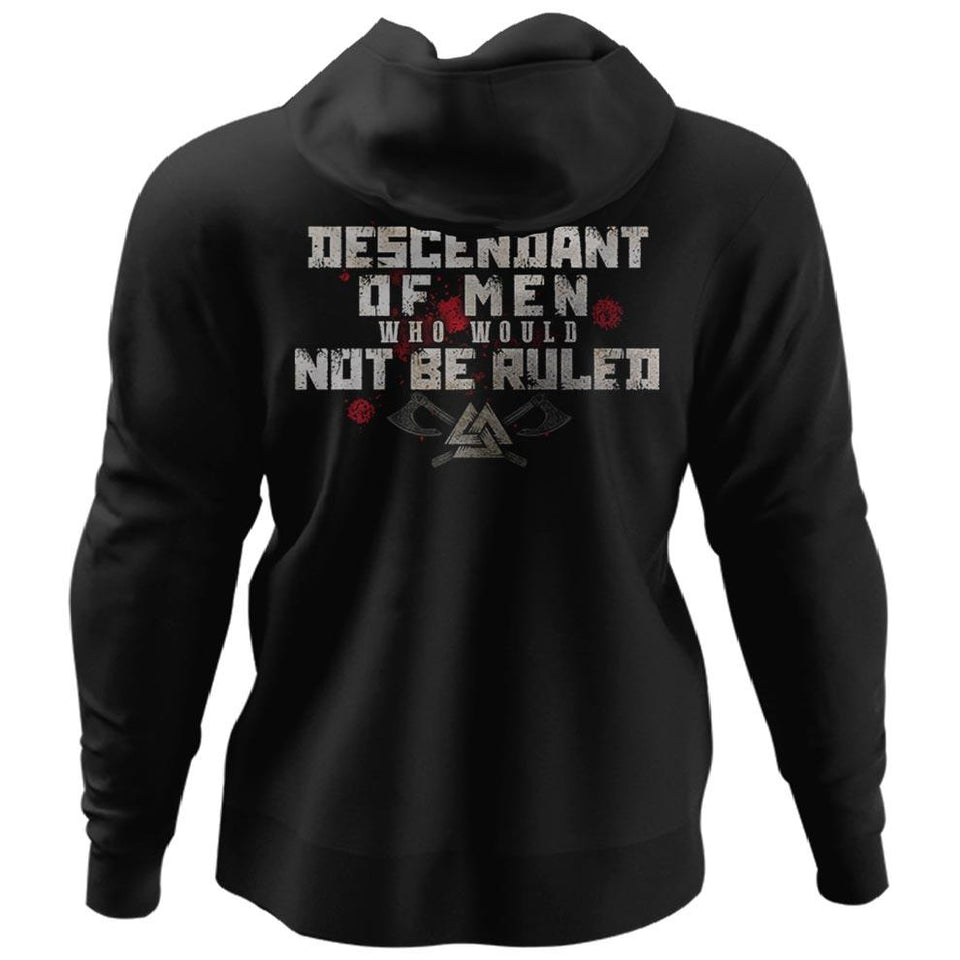 Viking, Norse, Gym t-shirt & apparel, I am the descendant, BackApparel[Heathen By Nature authentic Viking products]Unisex Pullover HoodieBlackS