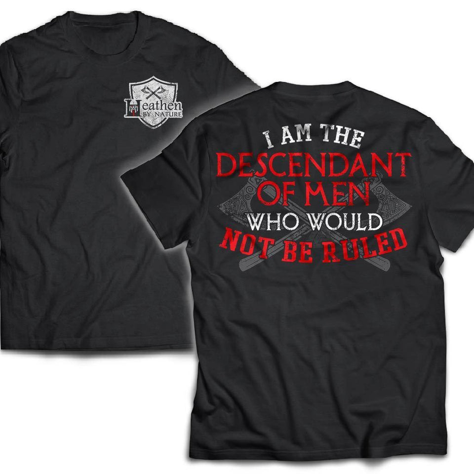 Viking, Norse, Gym t-shirt & apparel, I am the descendant , Double sidedApparel[Heathen By Nature authentic Viking products]Next Level Premium Short Sleeve T-ShirtBlackX-Small