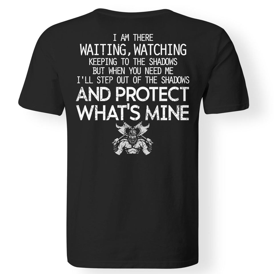 Viking, Norse, Gym t-shirt & apparel, I am there waiting, watching, BackApparel[Heathen By Nature authentic Viking products]Gildan Premium Men T-ShirtBlack5XL
