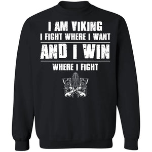 Viking, Norse, Gym t-shirt & apparel, I am Viking, FrontApparel[Heathen By Nature authentic Viking products]Unisex Crewneck Pullover SweatshirtBlackS