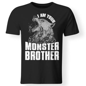 Viking, Norse, Gym t-shirt & apparel, I am your monster brother, FrontApparel[Heathen By Nature authentic Viking products]Gildan Premium Men T-ShirtBlack5XL