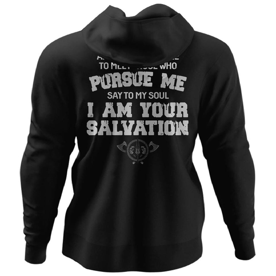 Viking, Norse, Gym t-shirt & apparel, I am your salvation, BackApparel[Heathen By Nature authentic Viking products]Unisex Pullover HoodieBlackS