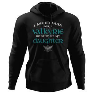 Viking, Norse, Gym t-shirt & apparel, I asked Odin for a Valkyrie, FrontApparel[Heathen By Nature authentic Viking products]Unisex Pullover HoodieBlackS