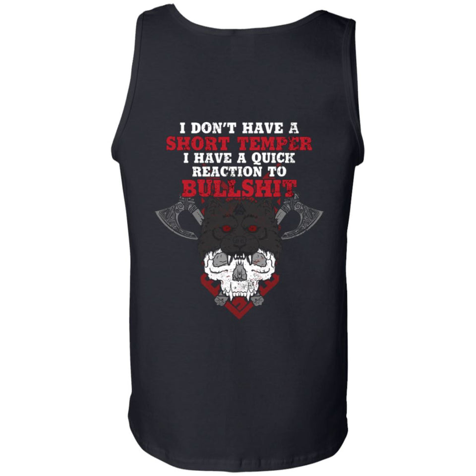 Viking, Norse, Gym t-shirt & apparel, I don't have short temper, backApparel[Heathen By Nature authentic Viking products]Cotton Tank TopBlackS