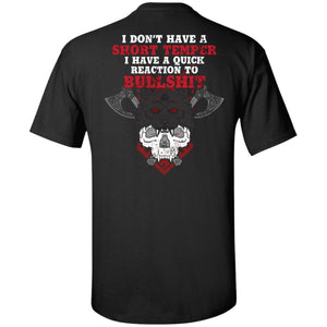 Viking, Norse, Gym t-shirt & apparel, I don't have short temper, backApparel[Heathen By Nature authentic Viking products]Tall Ultra Cotton T-ShirtBlackXLT