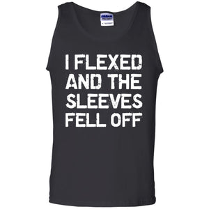 Viking, Norse, Gym t-shirt & apparel, I flexed and the sleeves fell off, FrontApparel[Heathen By Nature authentic Viking products]Cotton Tank TopBlackS