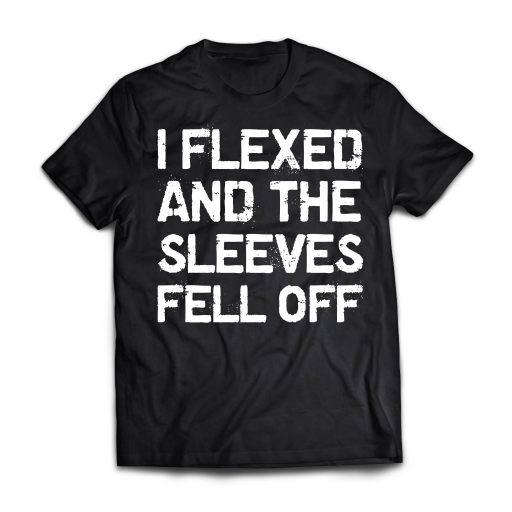 Viking, Norse, Gym t-shirt & apparel, I flexed and the sleeves fell off, FrontApparel[Heathen By Nature authentic Viking products]Premium Short Sleeve T-ShirtBlackX-Small