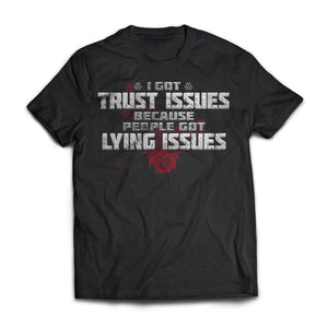Viking, Norse, Gym t-shirt & apparel, I got trust issues, FrontApparel[Heathen By Nature authentic Viking products]Next Level Premium Short Sleeve T-ShirtBlackX-Small