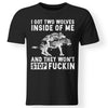 Viking, Norse, Gym t-shirt & apparel, I got two wolves inside of me, FrontApparel[Heathen By Nature authentic Viking products]Gildan Premium Men T-ShirtBlack5XL
