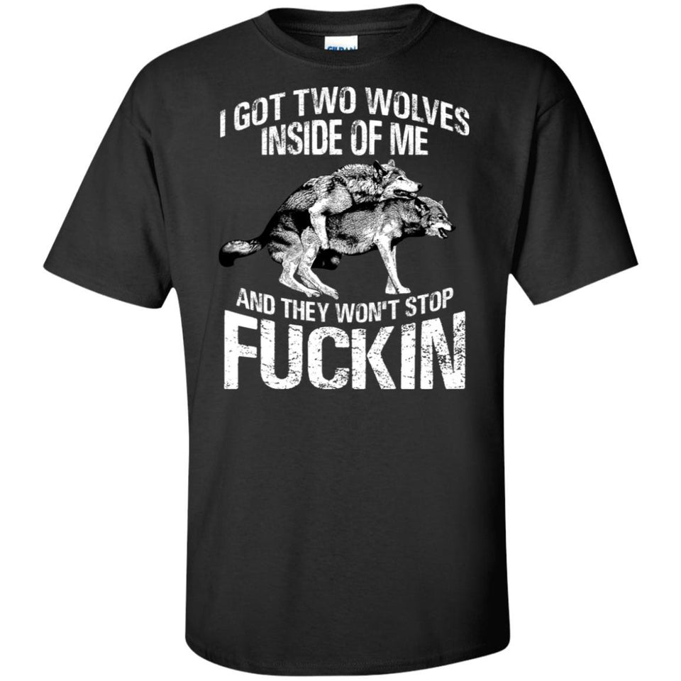 Viking, Norse, Gym t-shirt & apparel, I got two wolves inside of me, FrontApparel[Heathen By Nature authentic Viking products]Tall Ultra Cotton T-ShirtBlackXLT