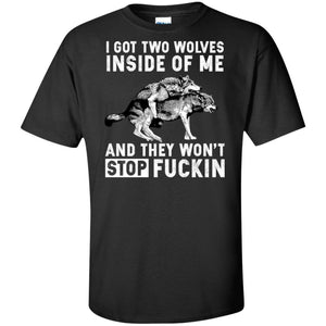Viking, Norse, Gym t-shirt & apparel, I got two wolves inside of me, FrontApparel[Heathen By Nature authentic Viking products]Tall Ultra Cotton T-ShirtBlackXLT