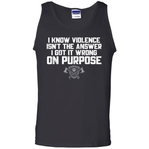 Viking, Norse, Gym t-shirt & apparel, I know violence isn't the answer, FrontApparel[Heathen By Nature authentic Viking products]Cotton Tank TopBlackS
