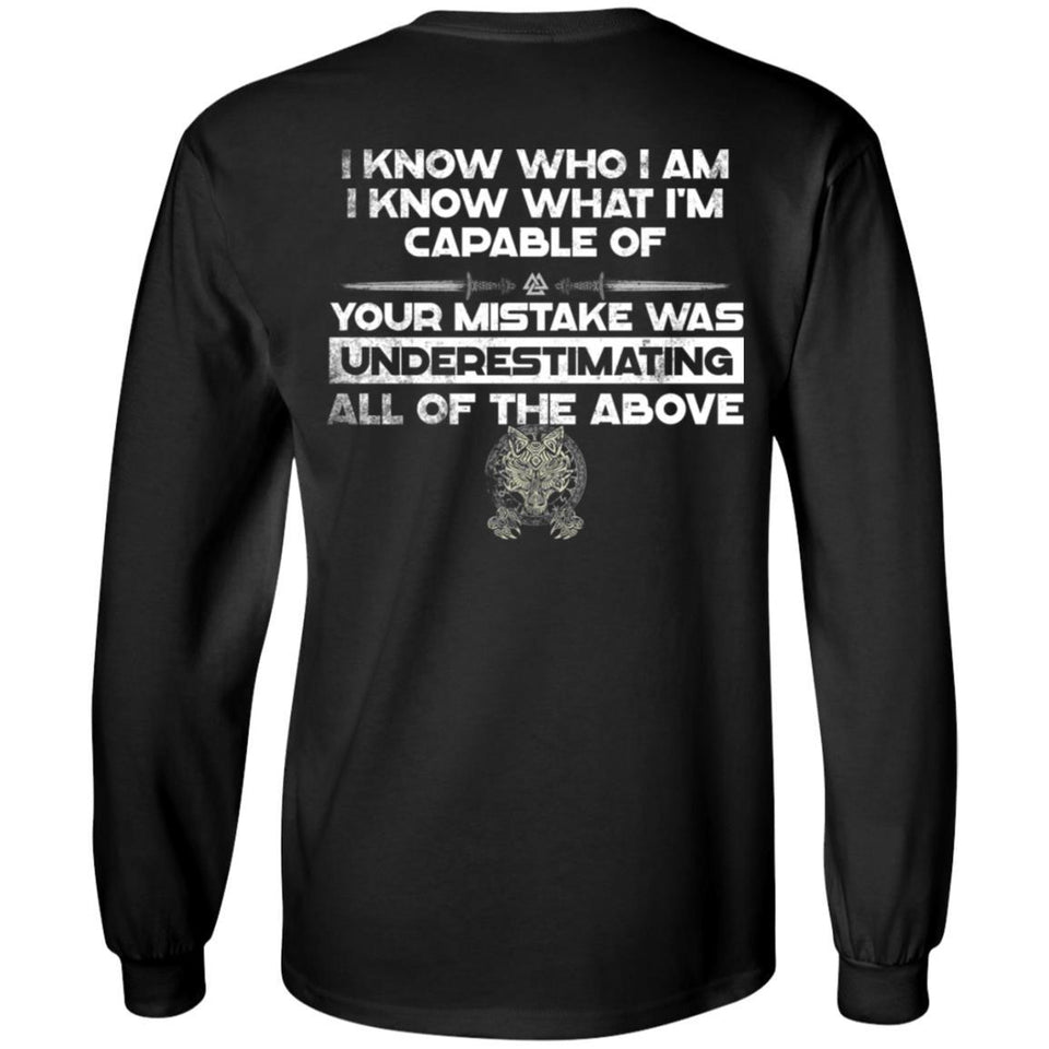 Viking, Norse, Gym t-shirt & apparel, I know who I am, BackApparel[Heathen By Nature authentic Viking products]Long-Sleeve Ultra Cotton T-ShirtBlackS