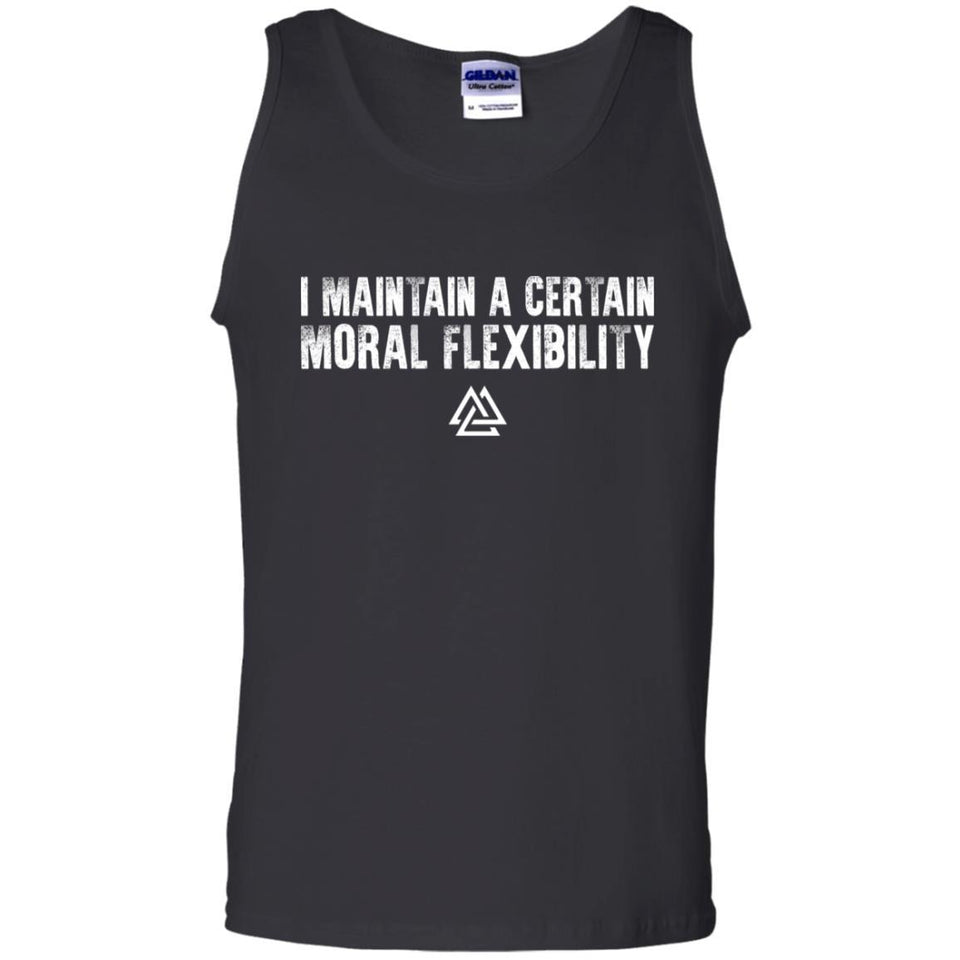 Viking, Norse, Gym t-shirt & apparel, I maintain a certain moral flexibility, FrontApparel[Heathen By Nature authentic Viking products]Cotton Tank TopBlackS