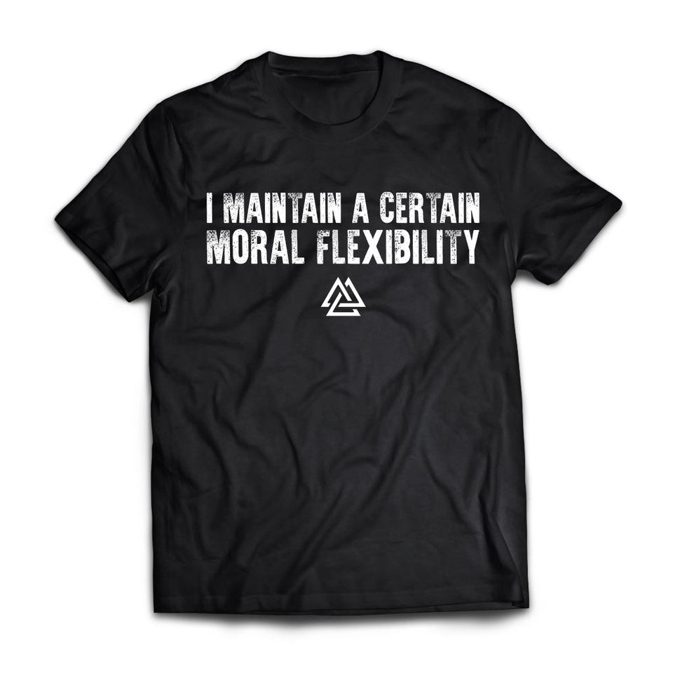 Viking, Norse, Gym t-shirt & apparel, I maintain a certain moral flexibility, FrontApparel[Heathen By Nature authentic Viking products]Premium Short Sleeve T-ShirtBlackX-Small