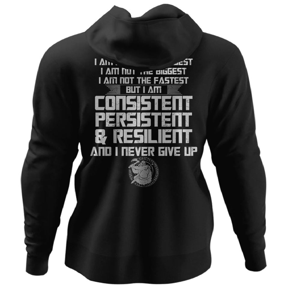 Viking, Norse, Gym t-shirt & apparel, I never give up, BackApparel[Heathen By Nature authentic Viking products]Unisex Pullover HoodieBlackS