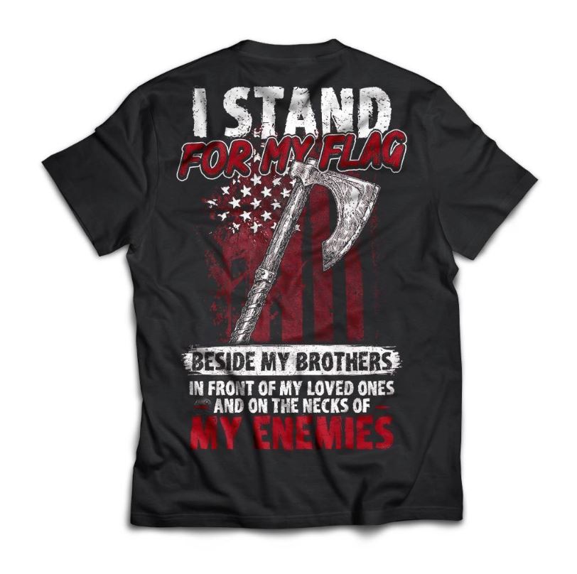 Viking, Norse, Gym t-shirt & apparel, I stand for my flag, BackApparel[Heathen By Nature authentic Viking products]Next Level Premium Short Sleeve T-ShirtBlackX-Small